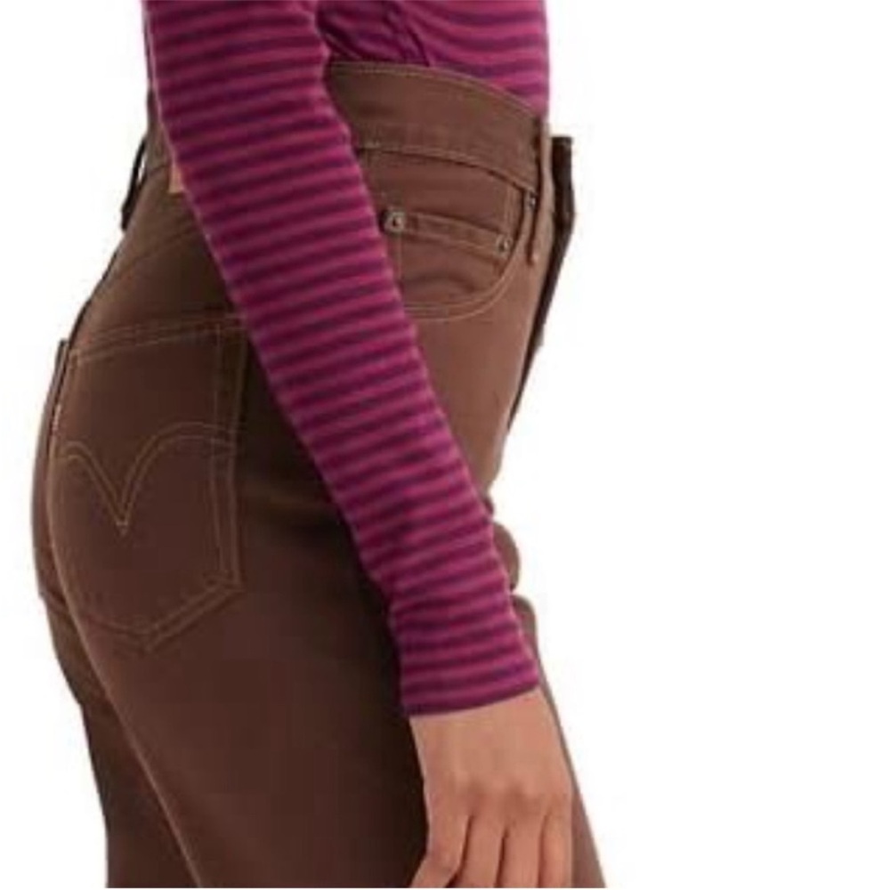 Levi’s 29x27 Jeans Ribcage Straight Ankle Brown Exposed Snap Fly 100% cotton NWT - Picture 10 of 14